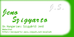 jeno szigyarto business card